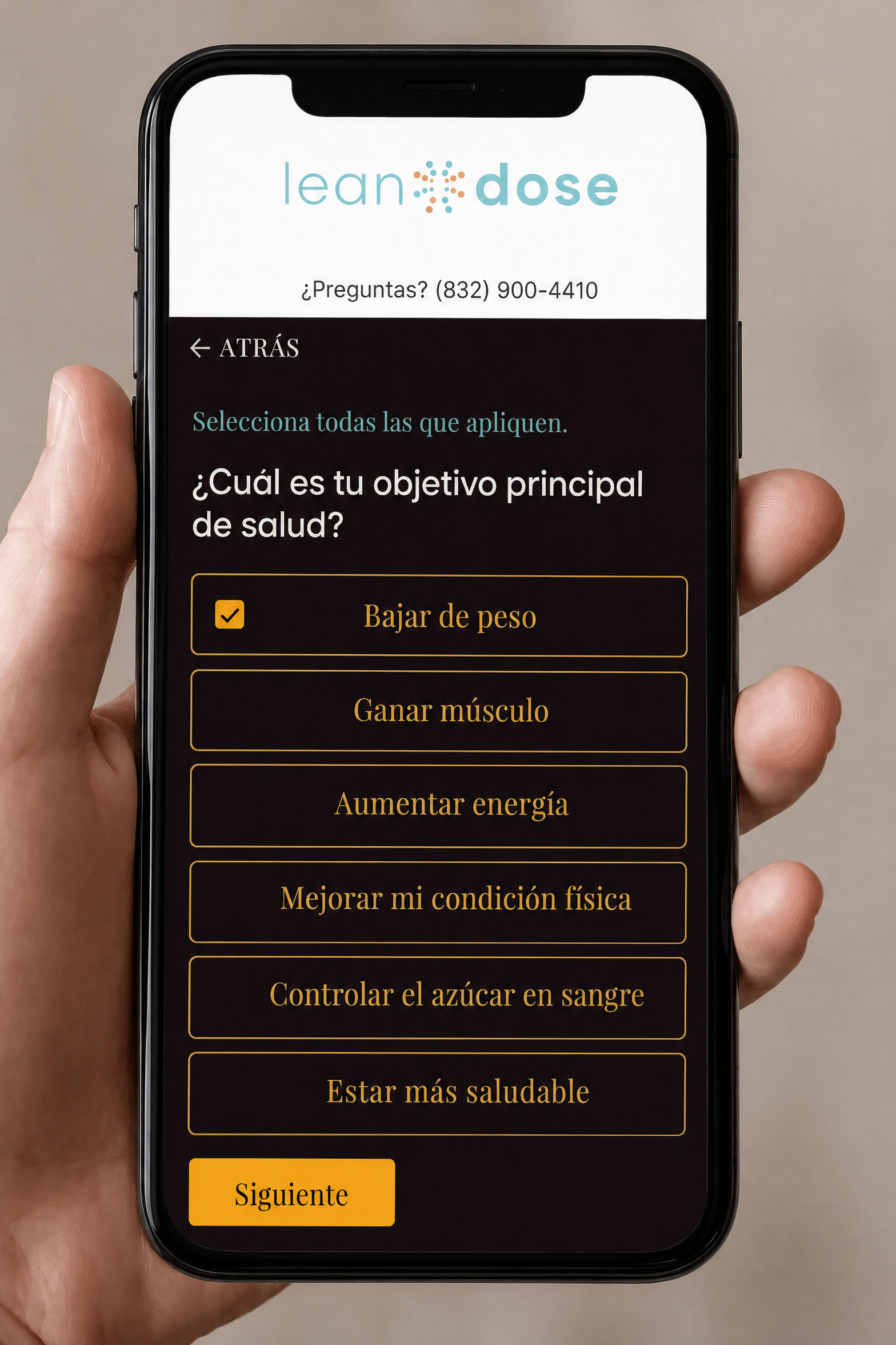 Cuestionario de elegibilidad de 3 minutos de Lean Dose